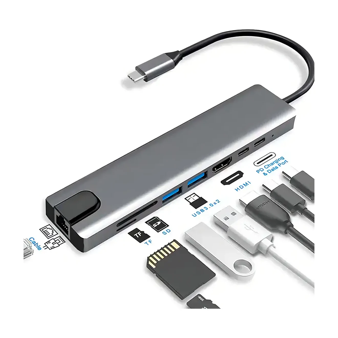 Hub USB-C 8 en 1